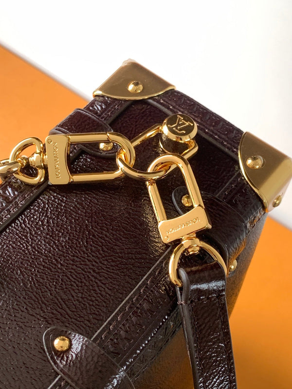 LV Side Trunk Bag 23.5cm Dark Brown in Cowhide 287097