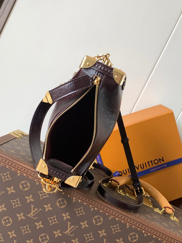 LV Side Trunk Bag 23.5cm Dark Brown in Cowhide 287097