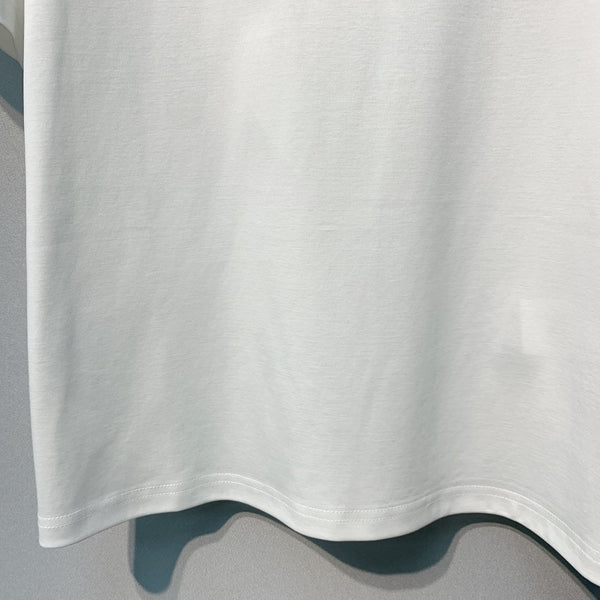 CC 26 White Rhinestone Embellished Crew Neck Short-Sleeve T-Shirt in Cotton 381113