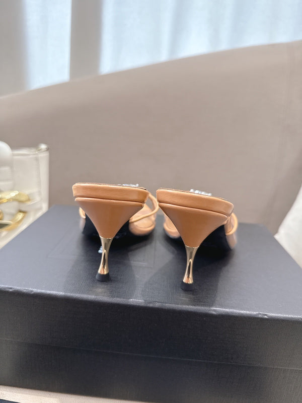 YSL High-heels 80mm Transparent Sandals Beige in Leather 771712