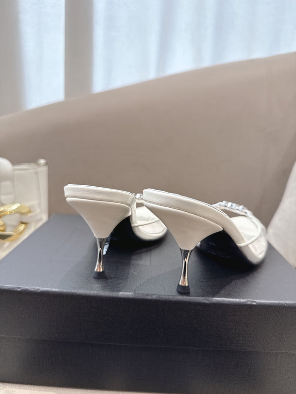 YSL High-heels 80mm Transparent Sandals White in Leather 771711