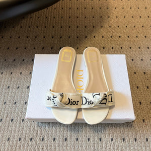 CD 26SS Letter Webbing Flat Sandals White in Fabric 789473