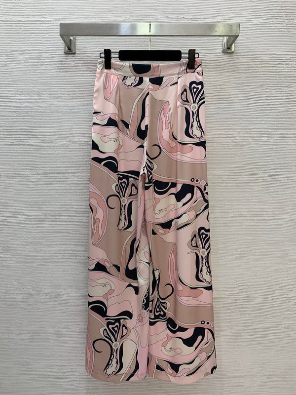 Pucc Orchidee-Print Camisole Top And Wide-Leg Pants Light Pink Satin