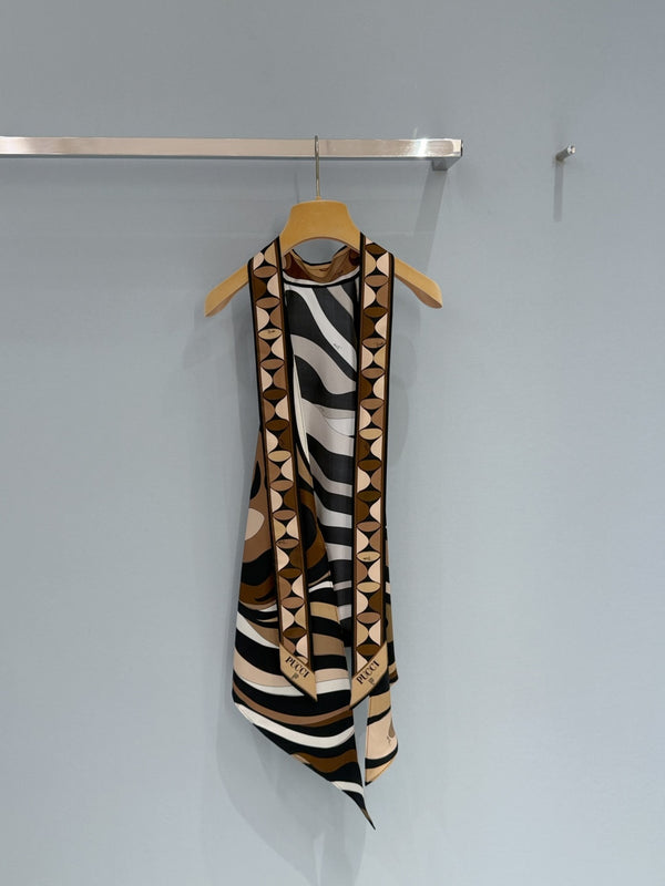 Pucc Marmo Print Halter Top Espresso Silk