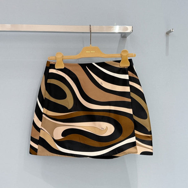 Pucc Marmo Print Skirt Espresso Silk