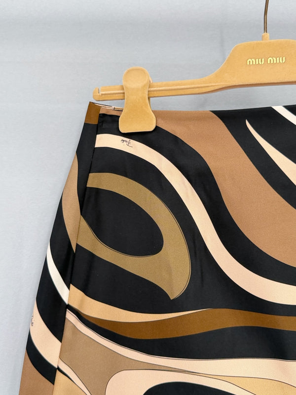 Pucc Marmo Print Skirt Espresso Silk