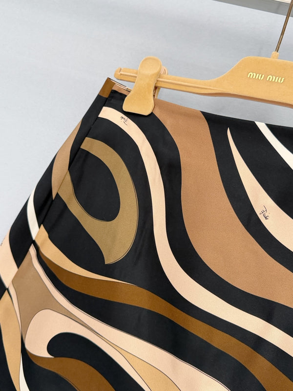 Pucc Marmo Print Skirt Espresso Silk