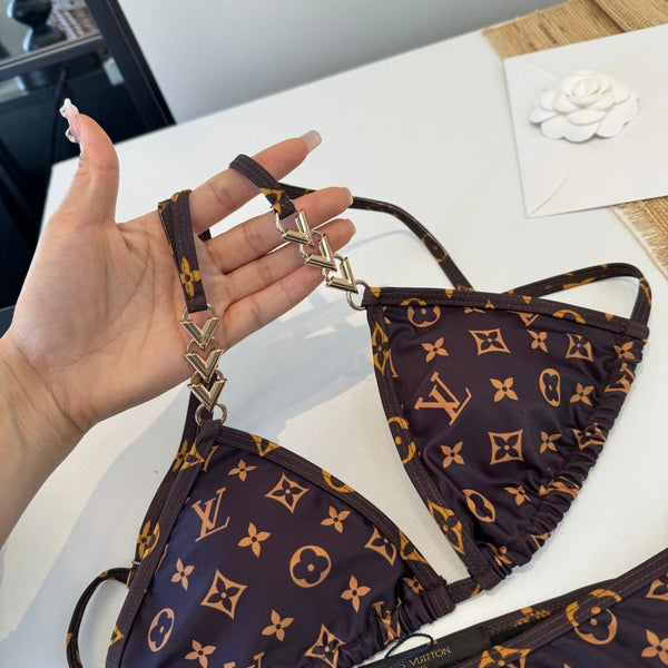 LV Graphic Monogram Bikini in Brown Polyamide 241794