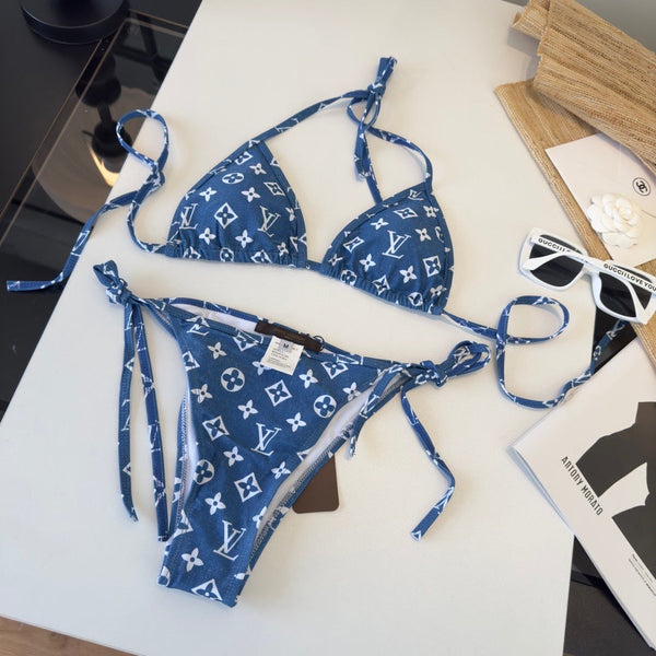 LV Graphic Monogram Bikini in Blue Polyamide 238470