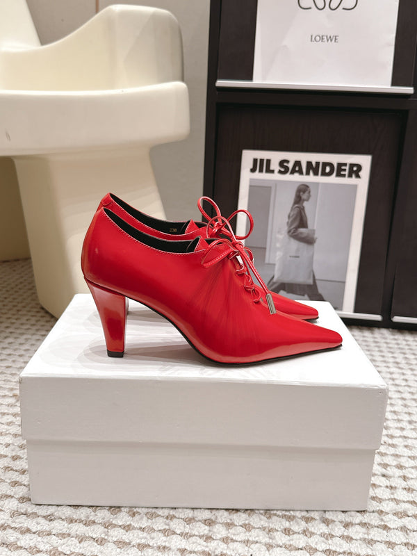 CL 26 Square Toe Lace-up Oxford Heels 85 Red in Lambskin 813302