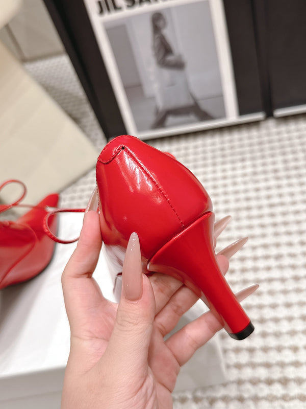 CL 26 Square Toe Lace-up Oxford Heels 85 Red in Lambskin 813302