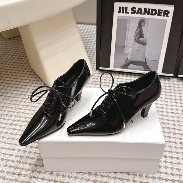 CL 26 Square Toe Lace-up Oxford Heels 85 Black in Lambskin 813303