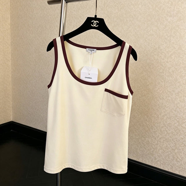 CC 2026 Color-Block Pocket Tank Top Light Yellow Soie Silk 300778