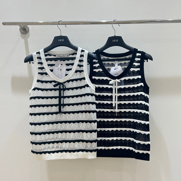 CD 2026 Knit Vest Black And White Bow Detail Tencel 479351