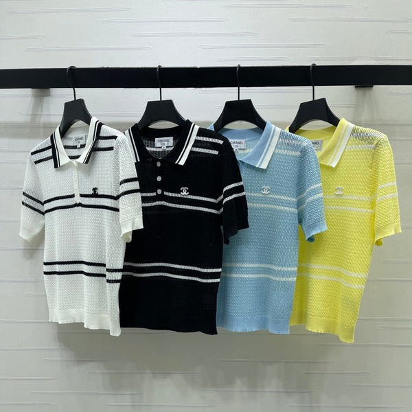 CC Cable Knit Short-Sleeve Shirt Silk Knit 392656