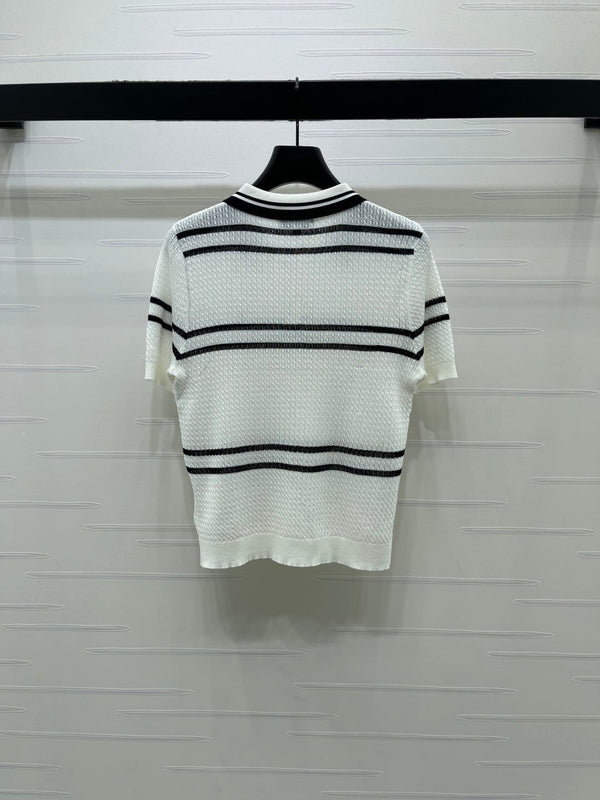 CC Cable Knit Short-Sleeve Shirt Silk Knit 392656