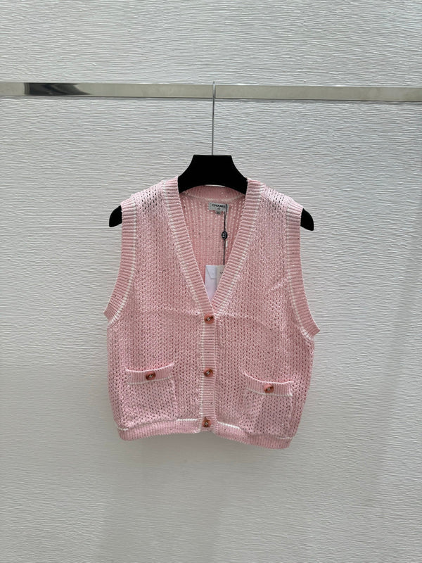 CC 2026 V-Neck Knitted Vest Cardigan Cotton 516750