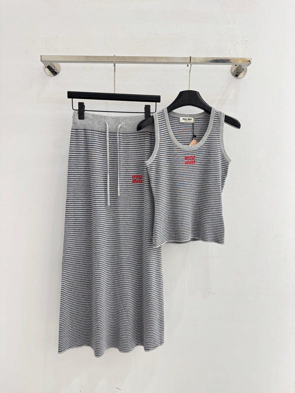 Miu 2026 Striped Simple Knit Set Polyester Viscose 516676