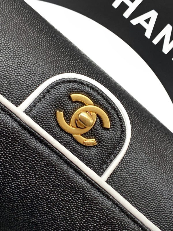 CC Preppy Coco Bowling Bag 30cm Black Cowhide Lambskin
