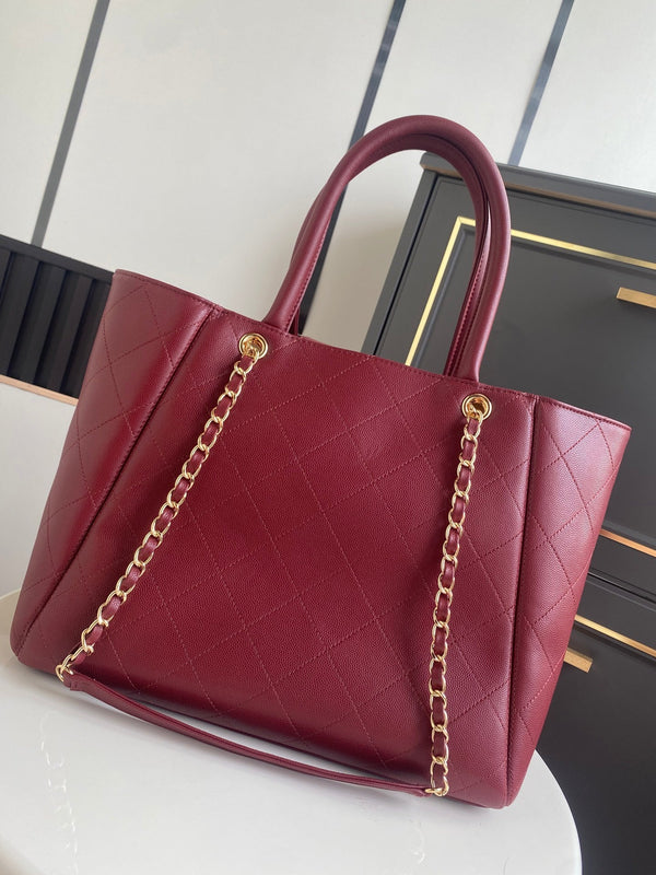 CC Tote Bag 39cm Burgundy Caviar Cowhide