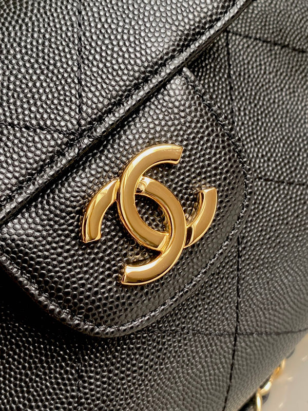 CC Tote Bag 25cm Black Caviar Cowhide