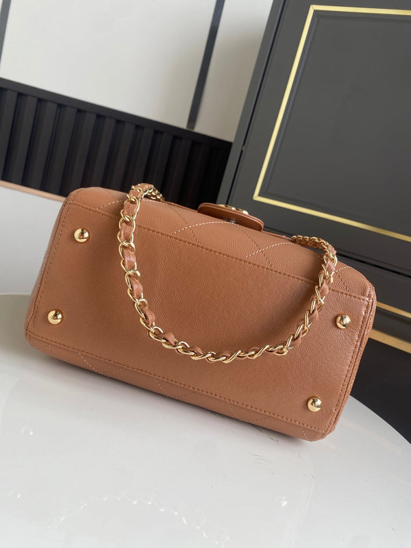 CC Tote Bag 25cm Brown Caviar Cowhide