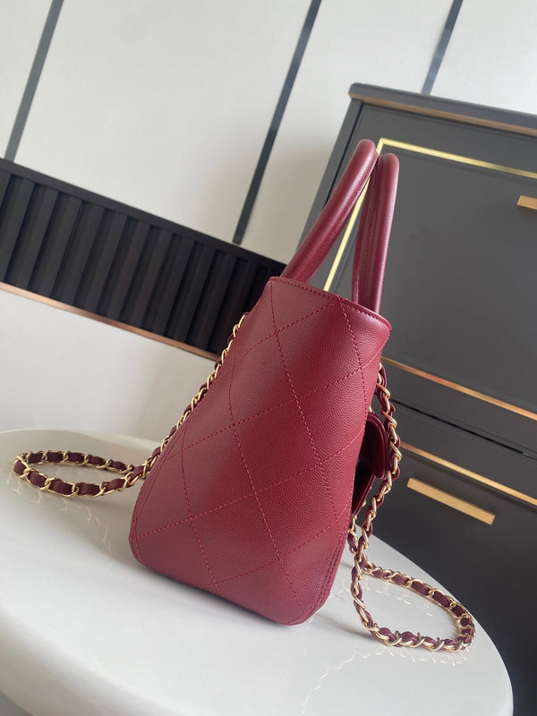 CC Tote Bag 25cm Burgundy Caviar Cowhide