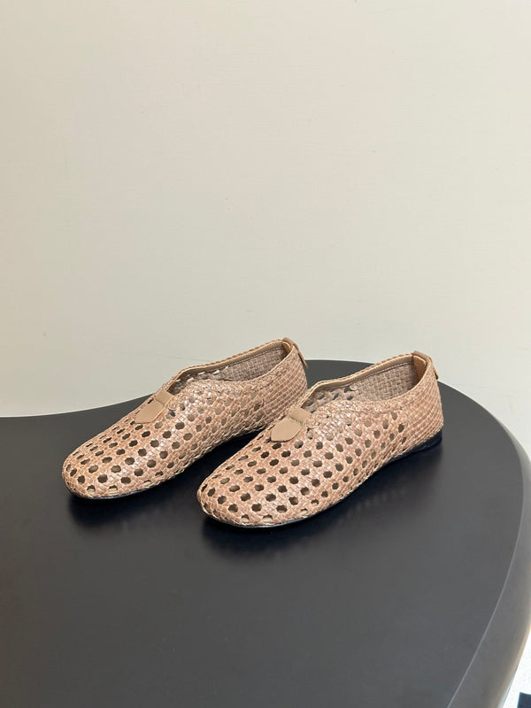 LP 26s Floaty Flats Begie Handwoven Cowhide Leather 235278