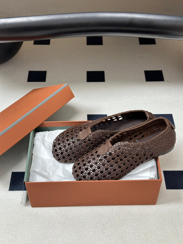 LP 26s Floaty Flats Brown Handwoven Cowhide Leather 235277