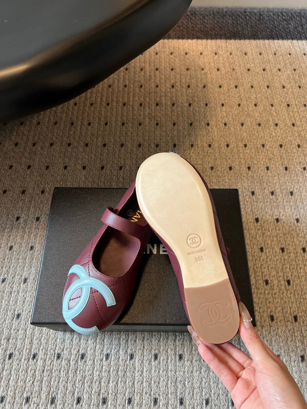 CC 26s Coco Beach Mary Jane Flats Burgundy Cowhide