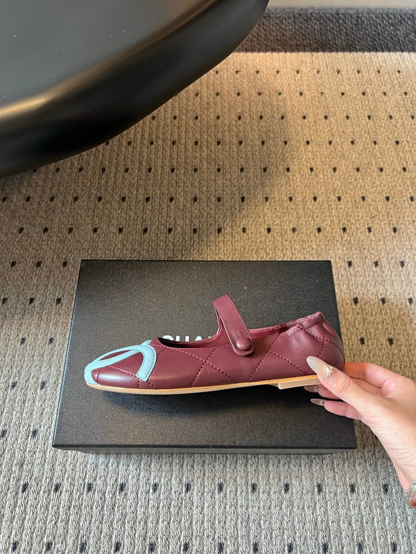 CC 26s Coco Beach Mary Jane Flats Burgundy Cowhide