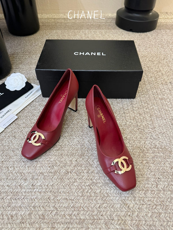 CC 26ss Logo Square-Toe Pumps Burgundy Lambskin 835688