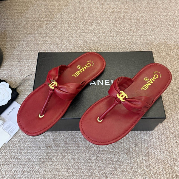 CC 26S Thong Slide Sandals Red Cowhide 835644