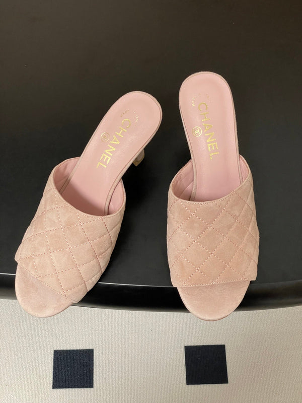 CC Quilted Heeled Sandal 8cm Pink Suede 834700