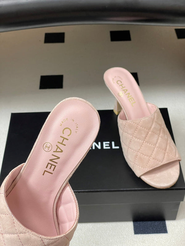 CC Quilted Heeled Sandal 8cm Pink Suede 834700