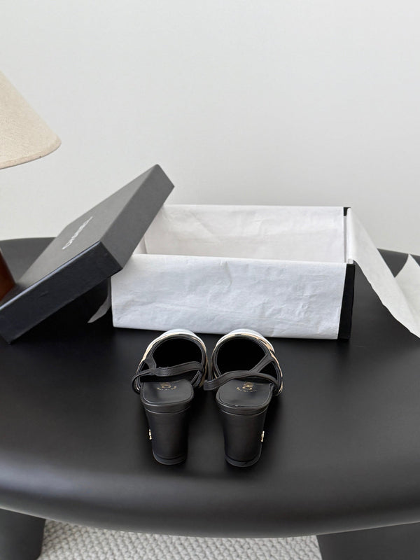 CC Slingback Pums Begie Black Spotted Calfskin 8400219