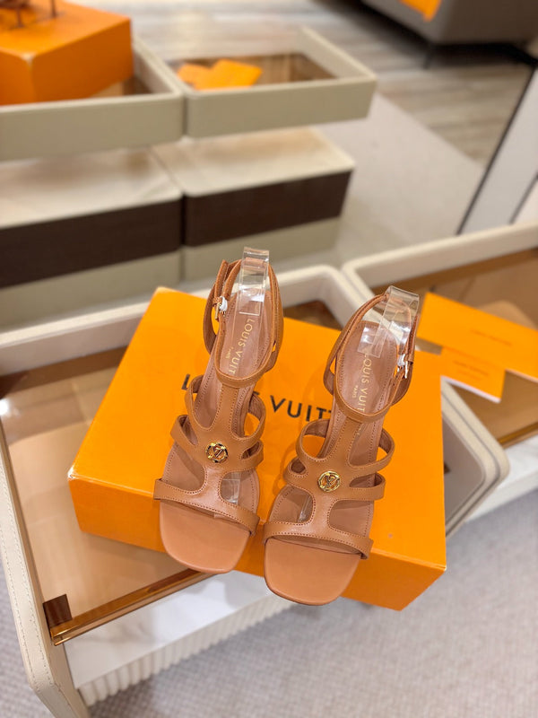 LV Isola Sandals 9.5cm Brown Calfskin Leather 844400