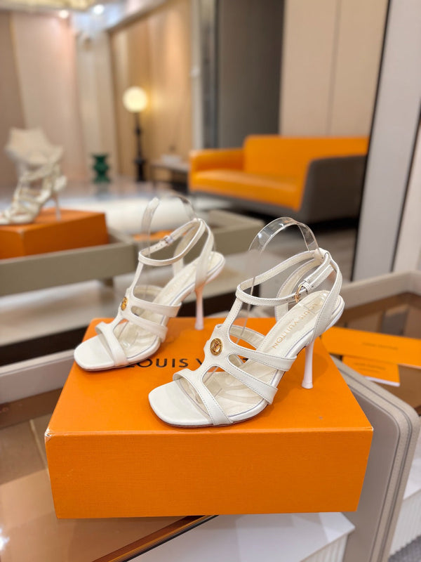 LV Isola Sandals 9.5cm White Calfskin Leather 844397