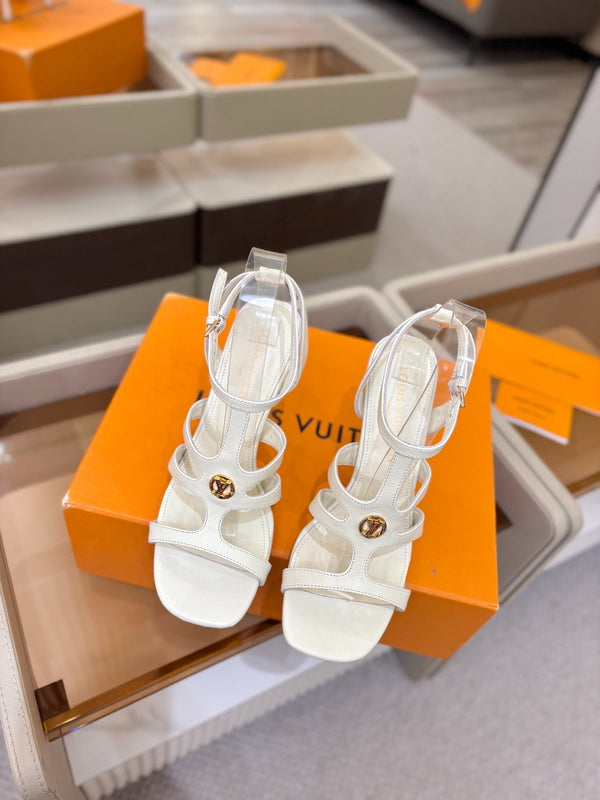 LV Isola Sandals 9.5cm White Calfskin Leather 844397