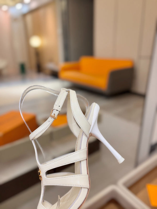 LV Isola Sandals 9.5cm White Calfskin Leather 844397