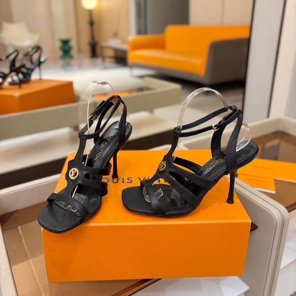 LV Isola Sandals 9.5cm Black Calfskin Leather 844395