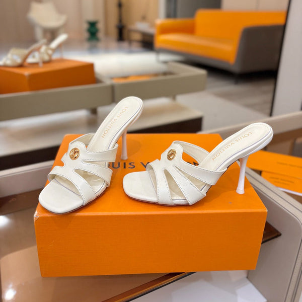 LV Isola Mule 9.5cm White Calfskin Leather 844386