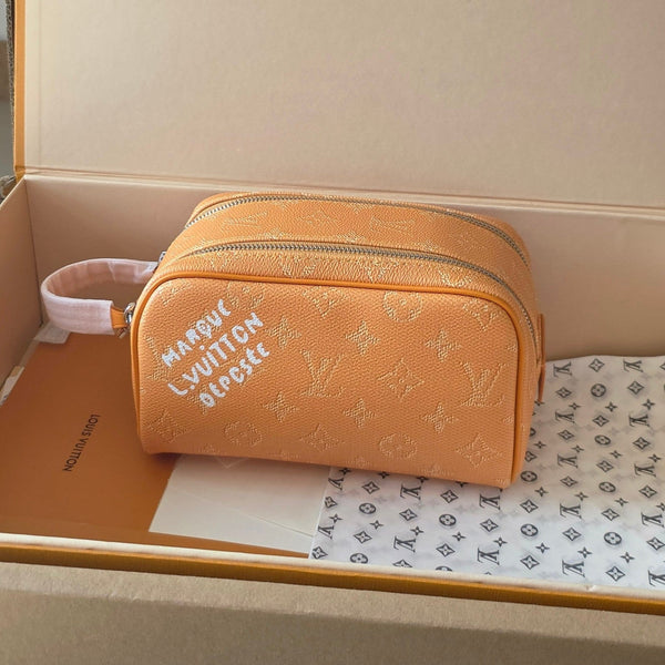 LV Monogram Zip Pouch 20cm Light Orange PVC & Leather Trim 292018