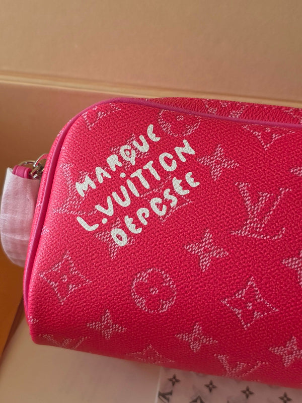 LV Monogram Zip Pouch 20cm Pink PVC & Leather Trim 292017
