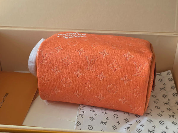 LV Monogram Zip Pouch 20cm Orange PVC & Leather Trim 292016