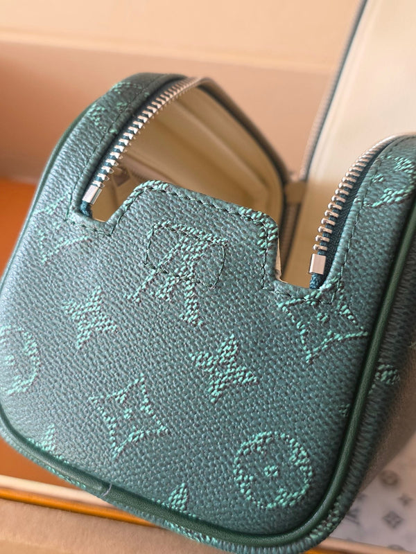 LV Monogram Zip Pouch 20cm Green PVC & Leather Trim 292015