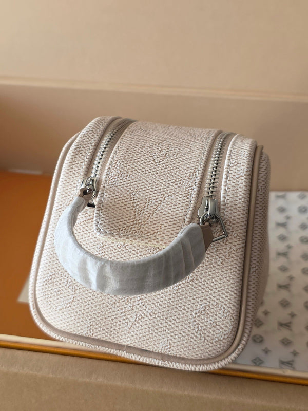 LV Monogram Zip Pouch 20cm Cream PVC & Leather Trim 292014