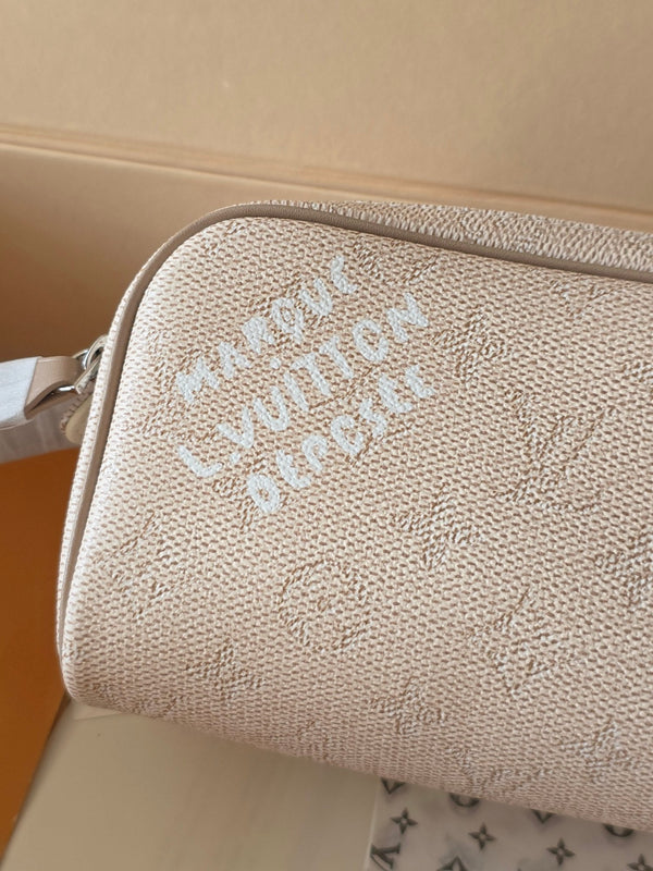 LV Monogram Zip Pouch 20cm Cream PVC & Leather Trim 292014