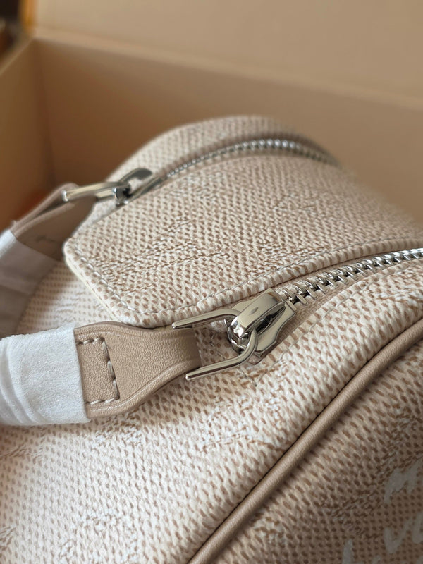 LV Monogram Zip Pouch 20cm Cream PVC & Leather Trim 292014