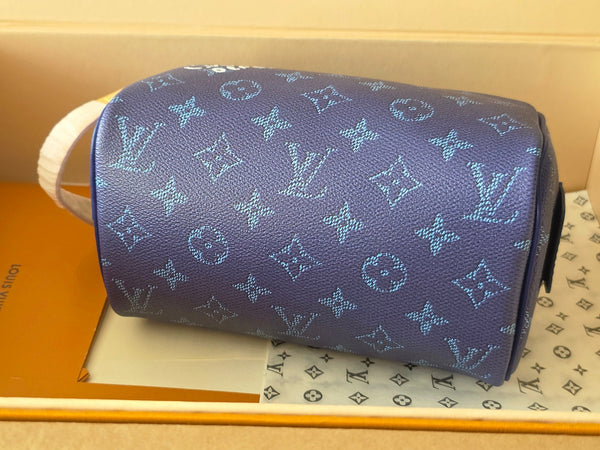 LV Monogram Zip Pouch 20cm Blue PVC & Leather Trim 292013